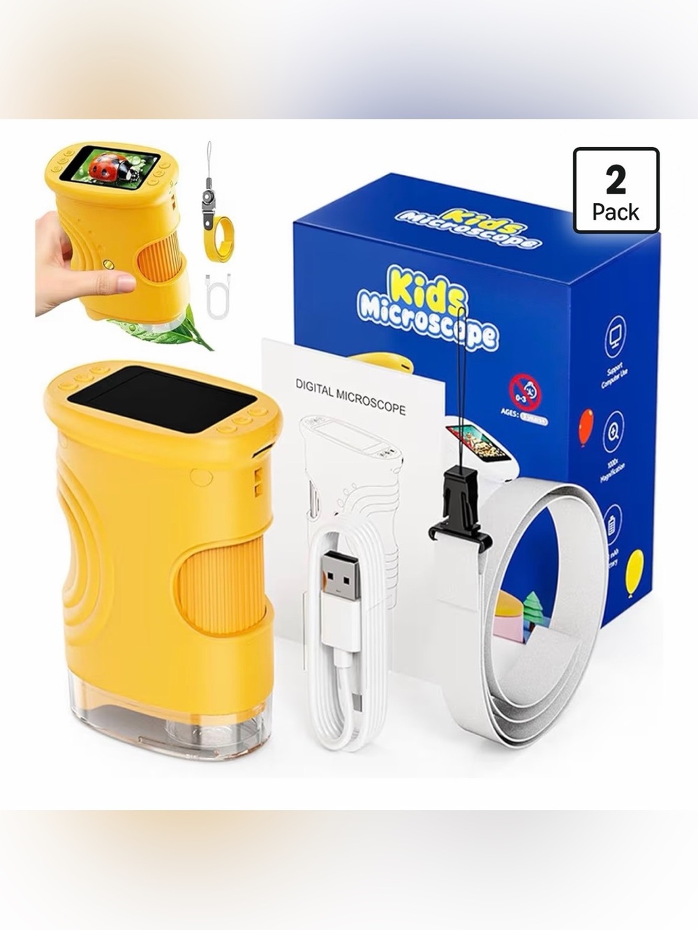Kids Microscope Digital Handheld Microscope - Yellow